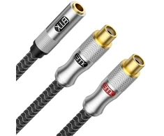 3.5mm į 2 Rca Moteriškas Adapteris, Paauksuotas Garso Kabelis