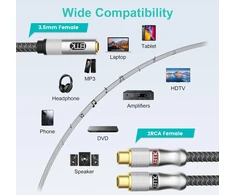 3.5mm į 2 Rca Moteriškas Adapteris, Paauksuotas Garso Kabelis