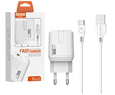 3a 18w tinklo įkroviklis + Usb - Type-c laidas baltas Somostel 3000ma Usb Qc3