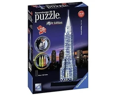 3d dėlionė pastatai naktį: Chrysler Building dangoraižis Ravensburger