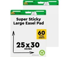 3M Post-it Mc559rp Super Sticky Meeting Chart 30% perdirbtas popierius (2 blokai po 30 lapų, 63.5 x 76.2 cm) baltas