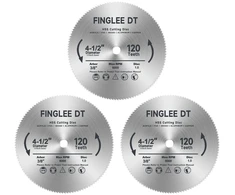 4-1/2 colio 115 mm Hss diskinis pjūklo diskas su 9,5 mm 3/8 colio įvore, 120 dantų greitapjovio plieno pjovimo diskas skirtas medžiui, plastikui, akrilui, plienui, metalui, daugiau dantų smulkesniam pjovimui (3, 115 mm 120t