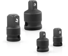 4 dalių adapterių rinkinys: 3/8 į 1/2, 1/2 į 3/8, 1/4 į 3/8 colio, 3/8 į 1/4 adapteris įvairių dydžių galvutėms arba veržliarakčiams, juodas
