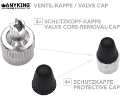 4 Metaliniai Vožtuvų Dangteliai + 2 Schrader Vožtuvai ir Montavimo Įrankis