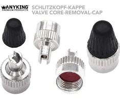 4 Metaliniai Vožtuvų Dangteliai + 2 Schrader Vožtuvai ir Montavimo Įrankis