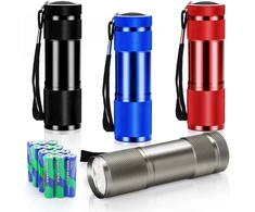 4 mini led žibintuvėlių rinkinys vaikams su 9 led, aliumininis mažas spalvotas nešiojamas žibintuvėlis su virvele ir 12 baterijų vaikams, stovyklavimui, avarinėms situacijoms