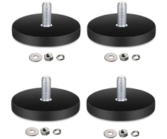 4 neodimio magnetų rinkinys, skersmuo 43 mm su m6 išoriniu sriegiu, magnetai su sriegiu, su gumine danga, neslystantys, skirti varžtams, kilpai ar kabliui