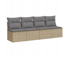 Lauko baldų komplektas 4 vietų sodo sofa, Pe ratanas, smėlio spalvos, 220x62x69 cm