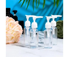 4 vnt. 50 ml skaidrios dozatorių buteliukų kelionėms