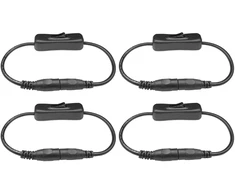 4 vnt. nuolatinės srovės 12v įmontuojamas jungiklio kabelis įjungimo/išjungimo svirtinis jungiklis nuolatinės srovės lizdas 5,5 mm x 2,1 mm tėviškas į moterišką jungtį, skirtas prijungti lanksčią led juostelę, lanksčią led juostos juostelę, vaizdo stebėji