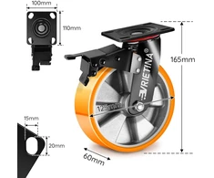 4 x 125 mm didelio apkrovos ratukai su stabdžiais, įskaitant 2 pasukamus ratukus su fiksatoriais, 2 pasukamus ratukus, 360° pasukami pramoniniai ratukai, didelio apkrovimo, skirti tyrimų laboratorijoms, pramonės įmonėms, apkrovai