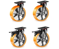 4 x 125 mm didelio apkrovos ratukai su stabdžiais, įskaitant 2 pasukamus ratukus su fiksatoriais, 2 pasukamus ratukus, 360° pasukami pramoniniai ratukai, didelio apkrovimo, skirti tyrimų laboratorijoms, pramonės įmonėms, apkrovai
