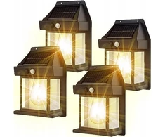 4 x Q-light saulės energijos lauko sieninis šviestuvas retro filamentinė lemputė