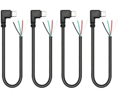 4 x stačiakampis Usb C į 4 kontaktų atvirą laidą 11 colių 90 laipsnių Usb Type C kištukas 4 kontaktų pigtail maitinimo ir duomenų kabelis 22awg 5v/3a, skirtas Usb Type C įrenginio Diy kabeliui