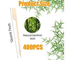 400 bambuko iešmelių rinkinys užkandžiams, 12 cm mediniai iešmeliai pagaminti iš bambuko, iešmeliai užkandžiams, mediniai kebabų iešmeliai, natūralaus bambuko medienos iešmeliai, skirti užkandžiams, kokteilių iešmeliai, burgerių iešmeliai