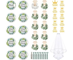 41 x Jga vakarėlio aksesuarai, Team Bride Jga su 10 nuotakos plaukų gumyčių + 10 nuotakos ženklelių + 10 nuotakos tatuiruočių lipdukų + 10 nuotakos apyrankių + 1 nuometas, mergvakario aksesuarai