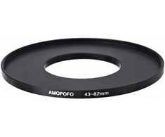 43–82 mm metalinis filtro žiedas, 43–82 mm step-up filtro adapterio žiedas – nuo fotoaparato objektyvo su 43 mm filtro sriegiu iki 82 mm filtro žiedo
