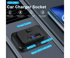 4.8a dvigubas usb lizdas automobiliniam įkrovikliui su jungikliu ir led, 12v/24v pd ir qc3.0 usb skydelio įkrovimo lizdas, tinkamas rv, sunkvežimiui, valčiai, visureigiui (4 vnt.)