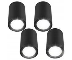 4x Led Lubinis Šviestuvas Gu10 Tūbelė Juodas Ip44 Aliuminis