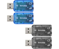 4x Usb 5.1 Išorinė Garso Plokštė su 3.5mm Lizdais (2 Juodos, 2 Mėlynos)