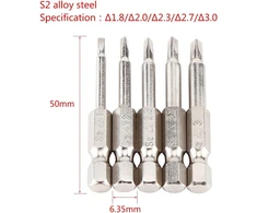 5 dalių magnetinių trikampių atsuktuvų rinkinys, atsuktuvų antgalių rinkinys 1/4 colio šešiakampis kotas Δ1.8 / Δ2.0 / Δ2.3 / Δ2.7 / Δ3.0 mm