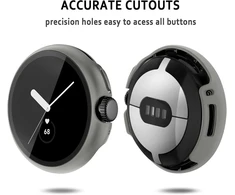 5 dėklų rinkinys, suderinamas su Google Pixel Watch 3/2/1 (41 mm) - ekrano apsauga, dėklas, apsauginis stiklas + kietas pc dėklo dangtelis