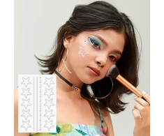 5 lapai blizgančių akmenukų lipdukų, lipnūs rhinestones su pincetu, blizgantys akmenukai veidui, lipnūs rhinestones veidui kalėdiniam festivalio makiažui