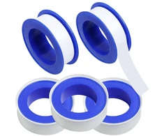 5 ritinėliai tefloninės juostos, 10 m x 15 mm ilgio, ptfe sriegių sandarinimo juosta, tefloninė juosta santechnikos jungtims baseinui, virtuvei, pramonei, balta