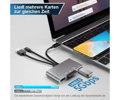 5 viename Sd kortelių skaitytuvas, didelės spartos Usb 3.0 adapteris telefonams/planšetiniams kompiuteriams su Usb C ir Usb A įrenginiais su micro Sd ir Sd kortelių lizdais, palaiko Sd/micro Sd/sdhc/sdxc/mmc