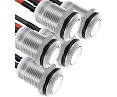 5 vnt. 12mm metaliniai mygtukiniai jungikliai su laidais