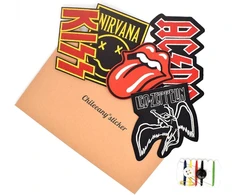 5 vnt. drabužių lopai (rock Band/rock and Roll) užsiuvami arba užlyginami siuvinėjimo lopai drabužiams, džinsams, anorakams, kuprinėms