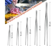 5 vnt. nerūdijančio plieno virtuvinių pincetų rinkinys, 12,5 cm, 16 cm, 20 cm, 25 cm, 30 cm, maisto gaminimo pincetai virtuvei, ilgi pincetai kepimui ant grotelių, maisto ruošimui, mėsos žnyplės ir kepsninės žnyplės, profesionaliam maisto gaminimui