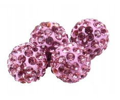 5 vnt. Shamballa karoliukai su cirkoniu, 10mm, rožiniai