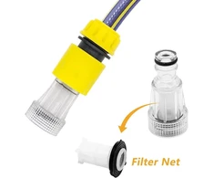 5 vnt. slėgio plovimo vandens filtro rinkinys, greito prijungimo sodo žarnos filtras, 3/4 colio vandens žarnos filtras, su 2 greito prijungimo adapteriais, skirtas slėgio plovimo įrenginiui, sodo siurbliui, sodo laistymui, kemperiui