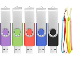 5 vnt. Usb 2.0 atmintinės, 2gb, su besisukančiu dizainu