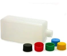 5 x 500 ml plastikinės butelių pakuotės su spalvotais dangteliais