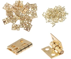 50 vnt. mini žalvariniai vyriai baldų apkaustai dekoratyviniai maži durų vyriai papuošalų dėžutei su vyrių vinimis auksiniai 8x10mm