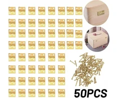 50 vnt. mini žalvariniai vyriai baldų apkaustai dekoratyviniai maži durų vyriai papuošalų dėžutei su vyrių vinimis auksiniai 8x10mm