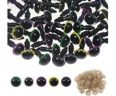 50 vnt. plastikinės akys amigurumi lėlėms, 8 mm, 5 spalvos