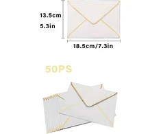 50 vnt. vokų pakuotė, 13,5 x 18,5 cm, prabangūs vokai, popieriniai vokai, kvietimų vokai, laiškų vokai, tinkami vestuvėms, gimtadieniams, vakarėliams, išleistuvėms (balti)