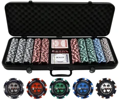 500 dalių profesionalus pokerio rinkinys su 13.5g molio žetonais