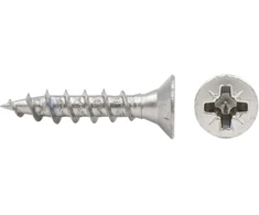 500 varžtų 3 x 18 mm su pilnu sriegiu Irox plienas, nikeliuota galvutė, kryžminis Pozidriv Pzd įleidžiamas varžtas skirtas medžiui ir drožlių plokštei 3 x 18 drožlių plokštė