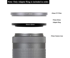 55–62 mm objektyvo filtro adapterio žiedas, 55 mm objektyvas į 62 mm filtrą, gaubtą, objektyvo konverterį ir kitus priedus (2 vnt.), Fire Rock Aviation aliuminio lydinio 55–62 mm žiedas