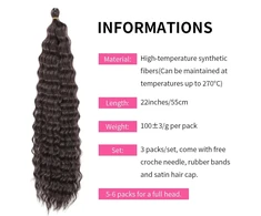 55.88 cm 3 pakuotės deep twist nėrimo plaukai ocean wave garbanoti bohemiški nėrimo plaukų pynimai deep wave plaukų sruogos sintetiniai plaukų priauginimai moterims mergaitėms