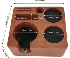 58 mm reguliuojamas, daugiafunkcinis medinis kavos grūstuvo stovas, kavos grūstuvo laikiklis, stovas su kavos portafiltro laikymu, riešutmedžio medienos kavos grūstuvas