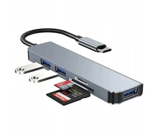 5in1 adapteris hub usb-c 3.0 sd tf kortelių skaitytuvas nešiojamam kompiuteriui telefonui planšetiniam kompiuteriui