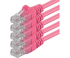 Šakotuvas 5x 1m Cat 6 Ethernet kabeliai, magenta