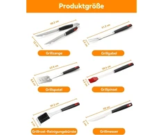 6 dalių kepsninės įrankių rinkinys su ilga, karščiui atsparia rankena, maistinio nerūdijančio plieno kepsninės įrankių dovanos vyrams, aukštos kokybės kepsninės įrankiai sodo kepsninei