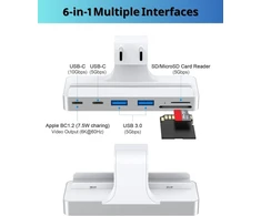 6-in-1 usb c šakotuvas, skirtas imac 24 colių (m1/m3), multiport adapteris su type-c 10 gbps, sd/tf kortelių skaitytuvas - suderinamas su 2021/2023 imac | priedai
