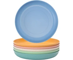 6 lėkščių rinkinys, pikniko lėkštės, stovyklavimo lėkštės, nedūžtančios lėkštės, daugkartinio naudojimo plastikinės lėkštės, atsparios kritimui, galima plauti indaplovėje, 22,5 cm, 6 spalvos